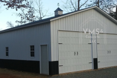30x30x12 certified/ 4/12 roof pitch/ two tone/ color screws/ all vertical/ 1' overhang/ gable truss/ single bubble full insulation/ 1-24" cupola with weather vane/ 2-12x10 panel doors/ 1- 6 panel walk in/ 4-24x36 windows